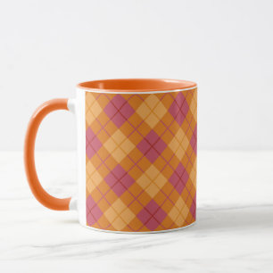Taza Tela escocesa diagonal en naranja y rosa