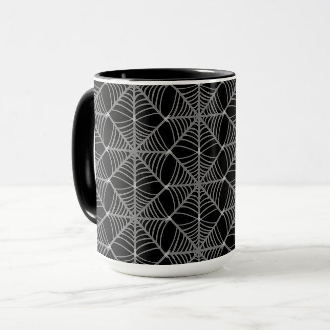 Taza Telarañas negras y blancas de Halloween (Anverso izquierdo)