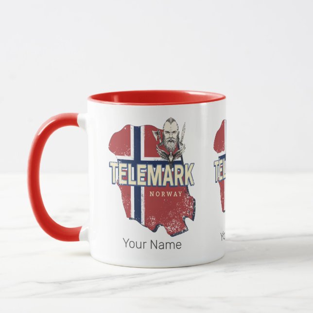 Taza Telemark Provincia de Noruega Mapa de recuerdo de  (Izquierda)