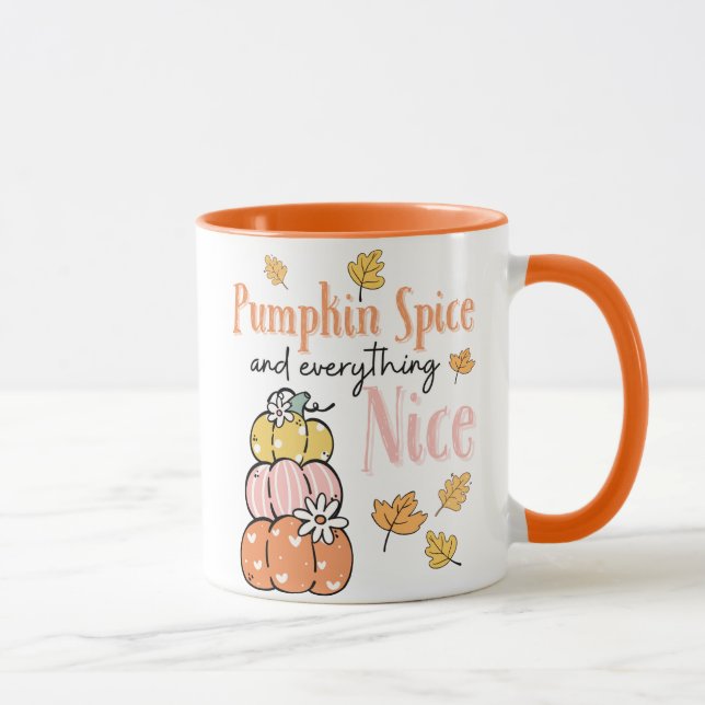Taza Tema de la caída/calabaza Latte Mug (Derecha)