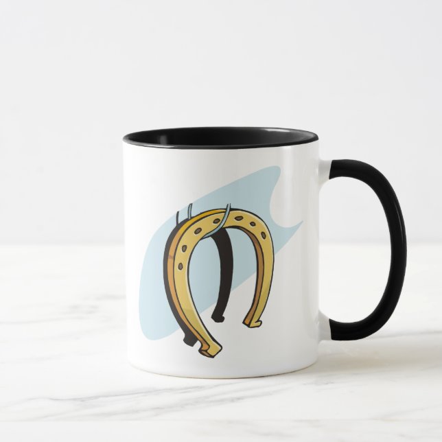 Taza Tema del equino de herradura colgante y afortunado (Derecha)