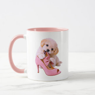 Taza Tema Rosa de Perro Glam Cute Cachorro