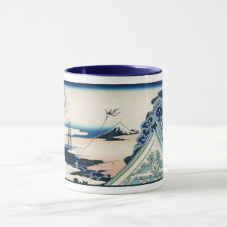 Taza Templo Honganji Vista del Monte Fuji Grabado Japon