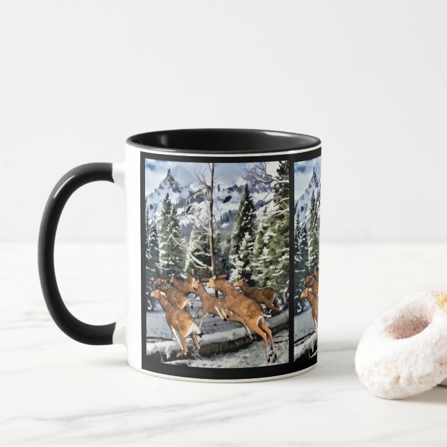 Taza Temporada de invierno Rocky Mountain Mule Deer (Con donut)