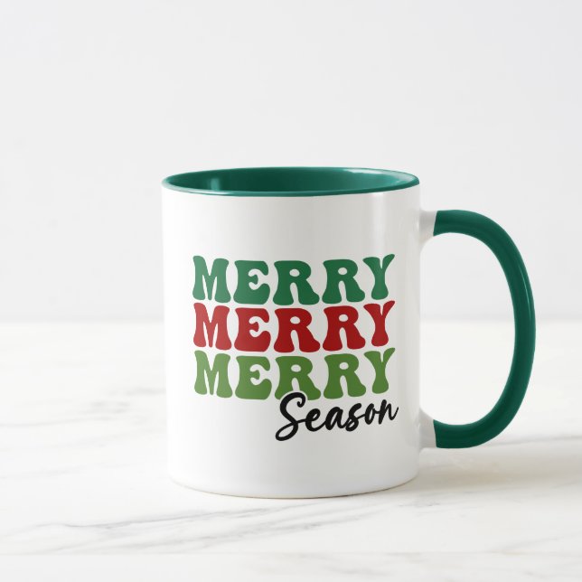Taza Temporada de merry Merry - Arte de vacaciones retr (Derecha)