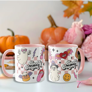 Taza Temporada de Spooky chequeada por Retro Niña Feliz
