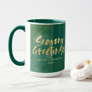 Taza Temporadas metálicas de oro saludos corporativos