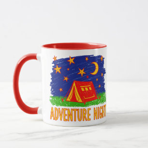 Taza Tenda de Camping Nocturna de Aventura Dibujo de Ni