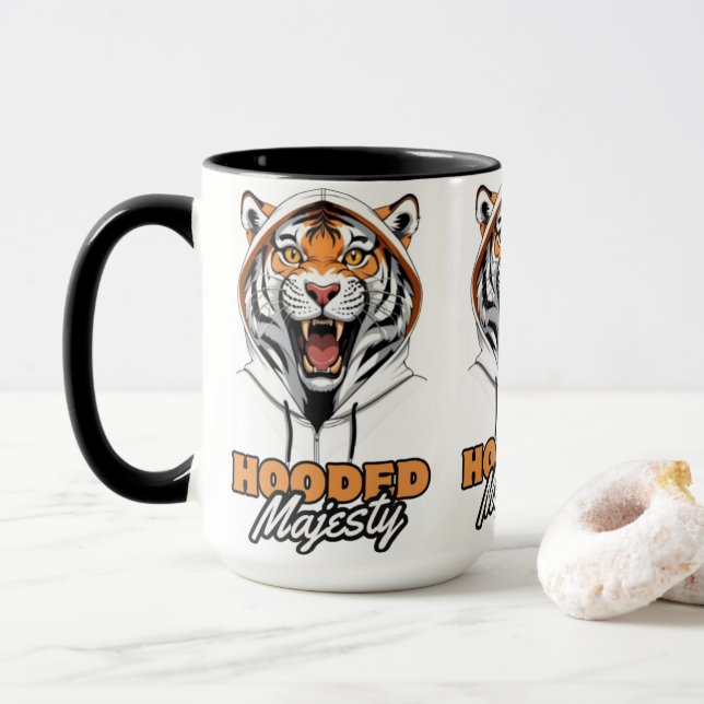 Taza Tendencia ruidosa | Tigre en una hoodie (Con donut)