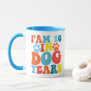 Taza Tengo 10 años en años de perro Cumpleaños 70 Groov