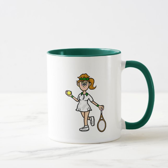 Taza Tenis Femenina De Pelo Marrón Claro Mug (Derecha)