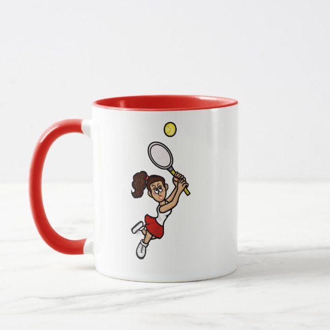 Taza Tenis Femenina De Pelo Marrón Oscuro Mug (Izquierda)
