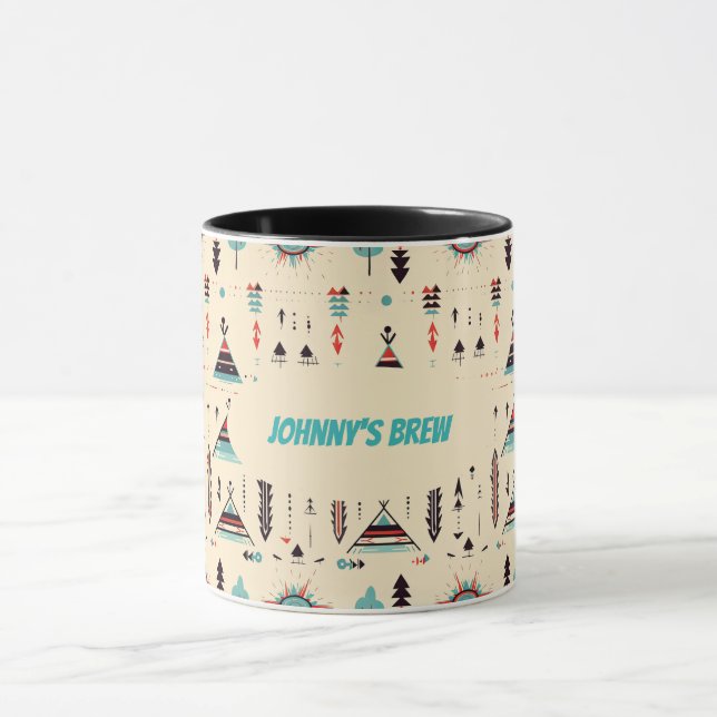 Taza Tepe nativo americano con patrones y editables (Centro)