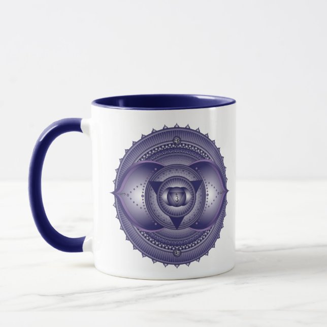 Taza Tercer Ojo Chakra Indigo Azul Mandala Dos Tonos Mu (Izquierda)