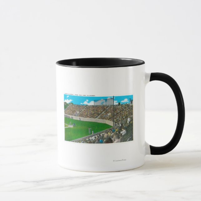 Taza Tercera vista de la línea de base del béisbol muni (Derecha)