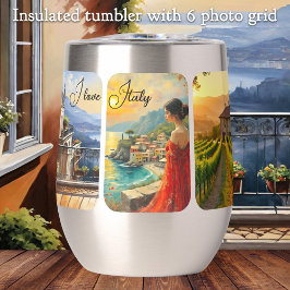 Taza térmica con collage de arte 'Amo Italia'