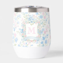 Taza térmica personalizada con monograma floral pa