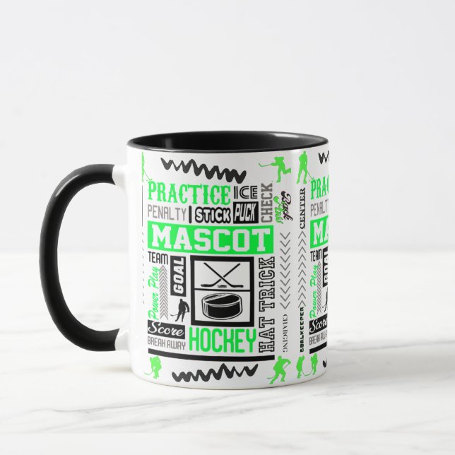 Taza Terminología de hockey masculino Neon Green (Izquierda)