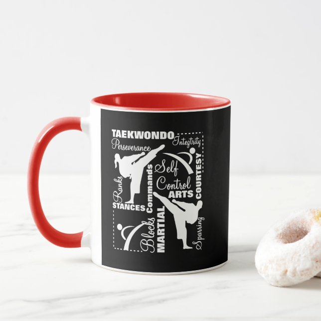 Taza Terminología deportiva de artes marciales de Taekw (Con donut)