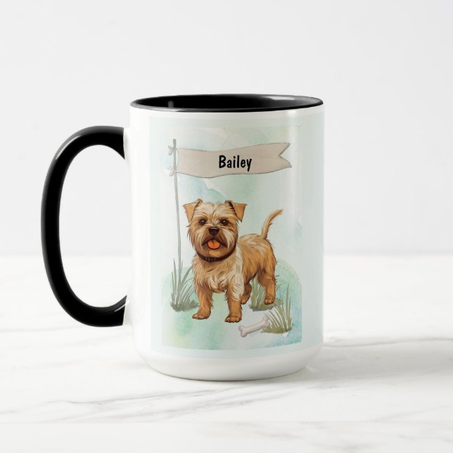 Taza Terrier de Norfolk Acuarela Perro Personalizado (Izquierda)