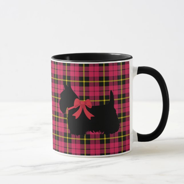Taza Terrier Escocés, perro de Escocia, cuadros rosa cá (Derecha)