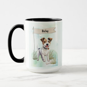 Taza Terrier Parson Russell Acuarela Perro Personalizad