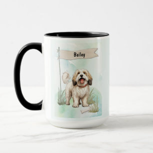 Taza Terrier Tibetano Acuarela Perro Personalizado