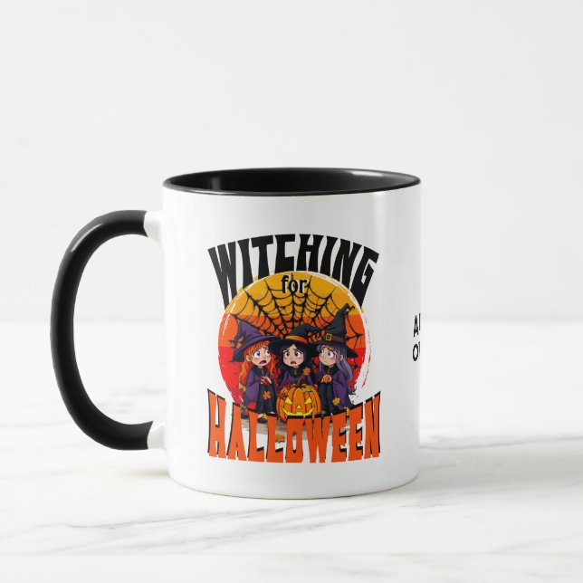 Taza Testigos de Halloween, Naranja divertida de brujas (Izquierda)
