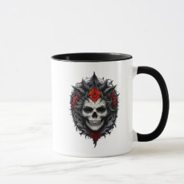 Taza Tête de mort ornée de motifs gothiques.