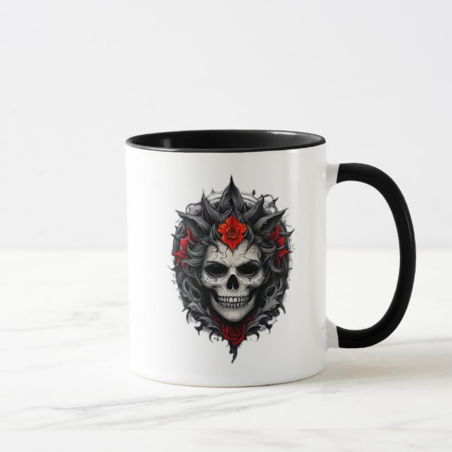 Taza Tête de mort ornée de motifs gothiques. (Derecha)