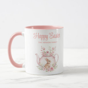 Taza Tetera personalizada de conejo de Pascua para la f