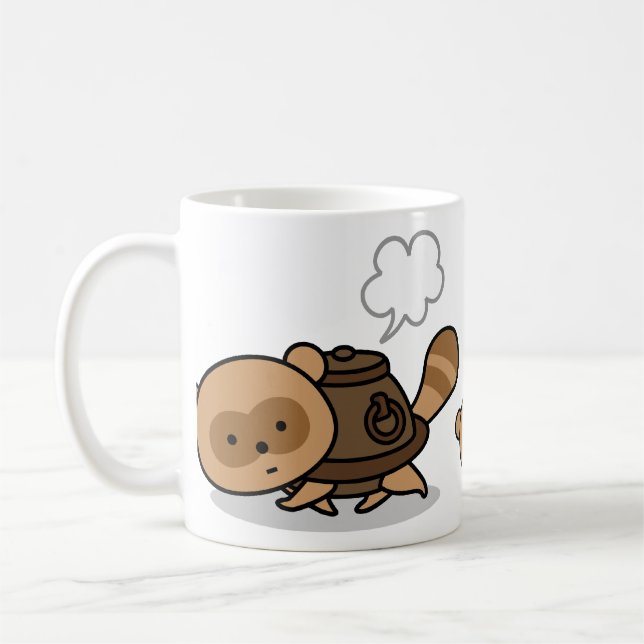 Taza - tetera Tanuki con sus pequeños amigos (Izquierda)