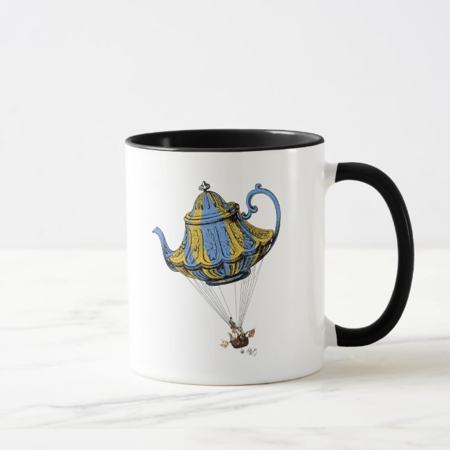 Taza Tetera voladora 3 azul y amarillo (Derecha)