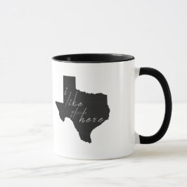 Taza Texas Shaped I Like It Here Texan Black Chalkboard