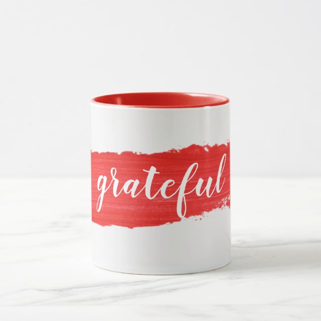 Taza Texto AGRADECIDO En Red Paint Mug (Centro)