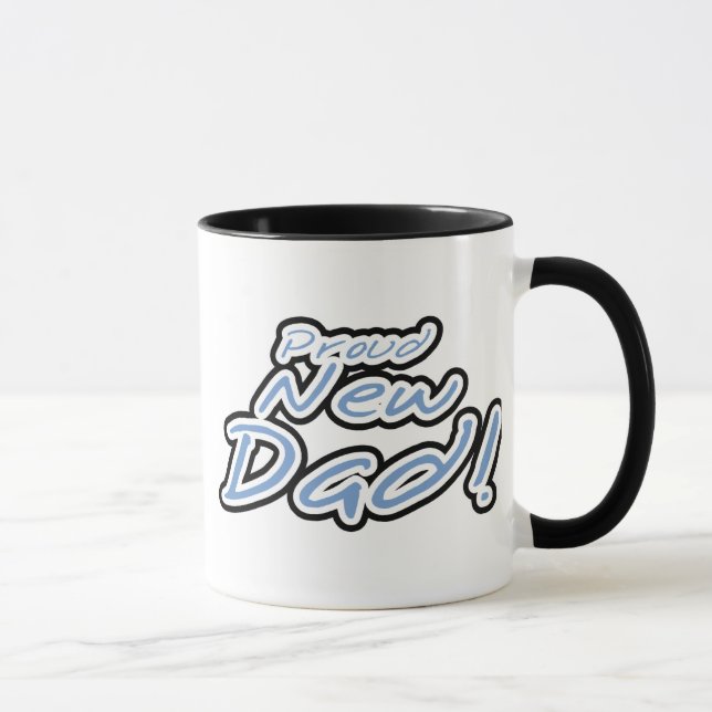 Taza Texto azul/negro Orgulloso padre nuevo (Derecha)