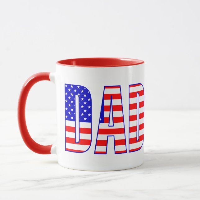 Taza Texto con patrones de la bandera norteamericana de (Izquierda)