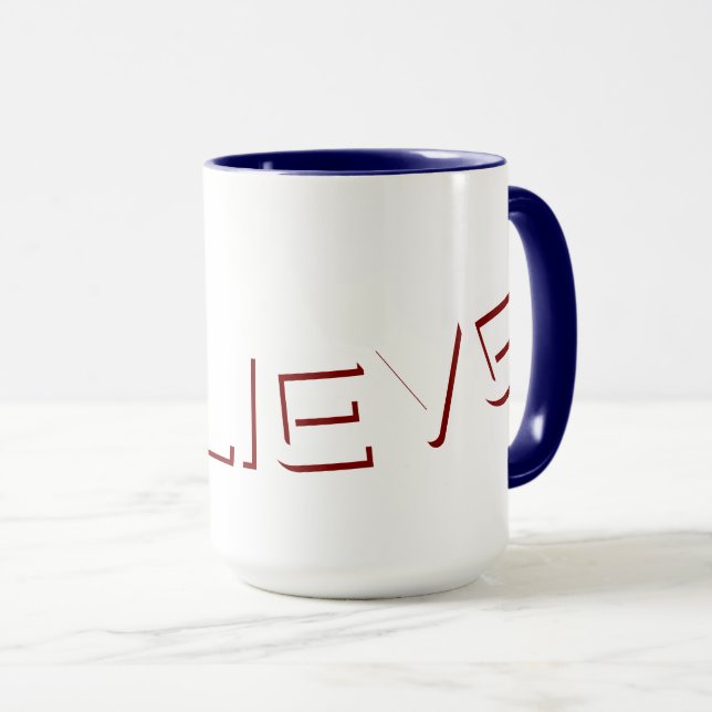 Taza Texto cristiano de estilo bloque 'Cree'  (Anverso derecho)