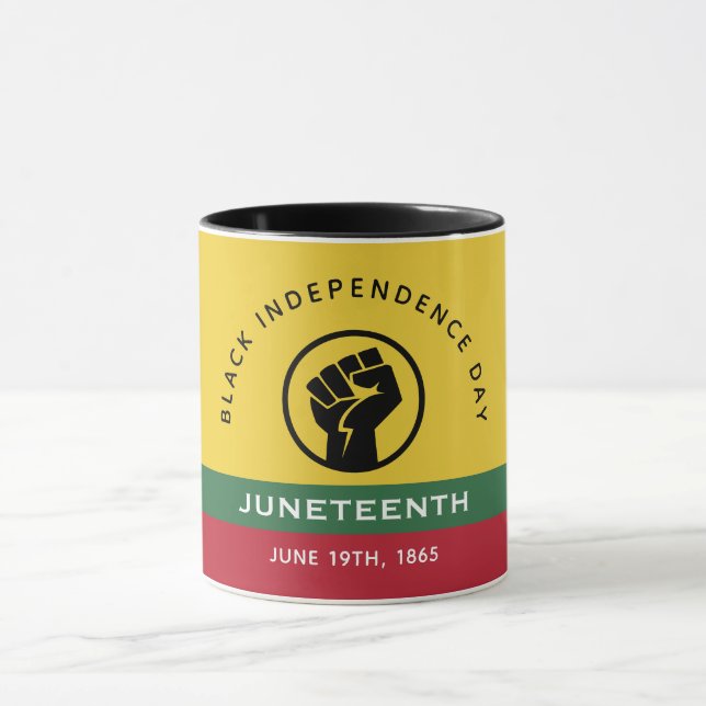 Taza Texto curvo del Día de la Independencia Negra 1865 (Centro)