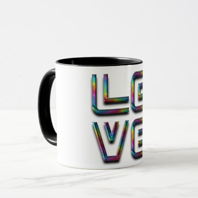 Taza Texto de amor Tipografía elegante del arco iris (Anverso izquierdo)