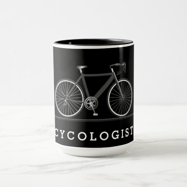 Taza Texto de ciclista con bicicleta gris (Centro)