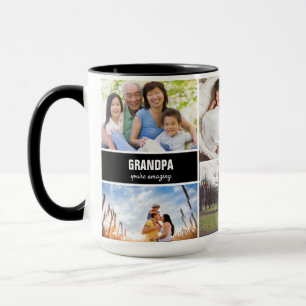Taza Texto de Collage de fotos de abuelo moderno person