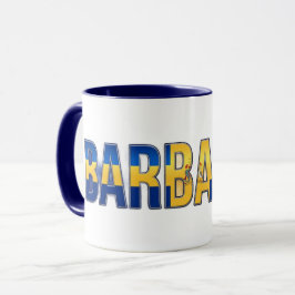 Taza Texto de la bandera de Barbados | Diseño de orgull