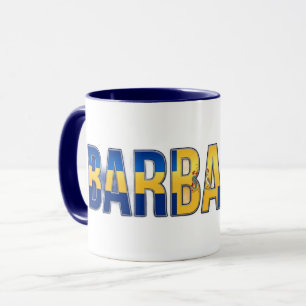 Taza Texto de la bandera de Barbados Diseño de orgull