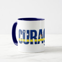 Taza Texto de la Bandera de Curaçao | Diseño de Orgullo