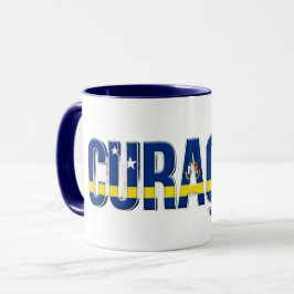 Taza Texto de la Bandera de Curaçao | Diseño de Orgullo