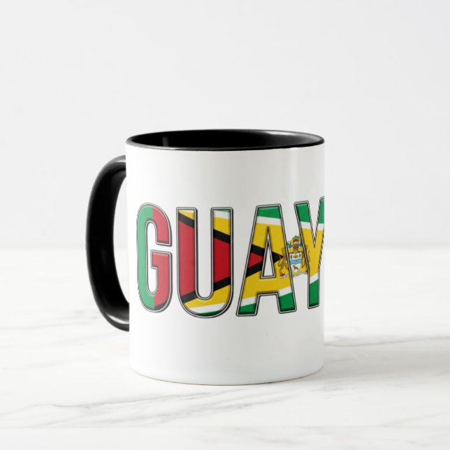 Taza Texto de la bandera de Guyana | Diseño de orgullo  (Anverso izquierdo)