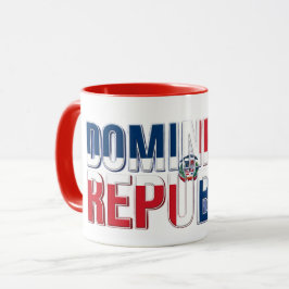 Taza Texto de la bandera de la República Dominicana | D