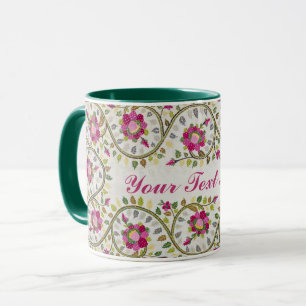 Taza Texto de personalizable, Patrón de Peonies, Willia