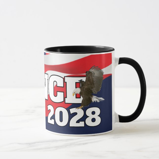 Taza Texto de Vance con bandera y águila calva (Derecha)